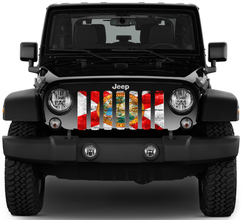 Florida Grunge State Flag Jeep Grille Insert