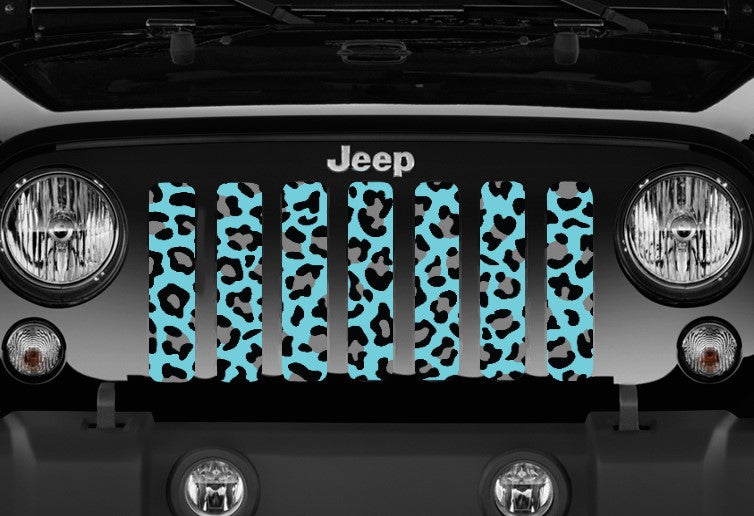 Turquoise Leopard Print Jeep Grille Insert