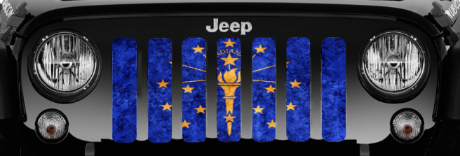 Indiana Grunge State Flag Jeep Grille Insert