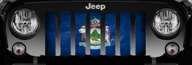Maine Grunge State Flag Jeep Grille Insert