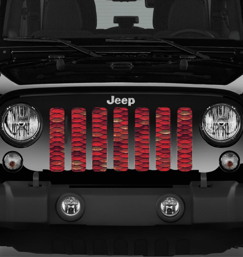 Mermaid Scales - Red - Jeep Grille Insert