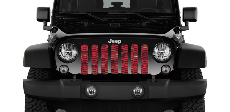 Mermaid Scales - Red - Jeep Grille Insert