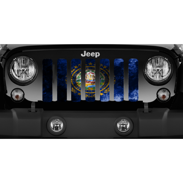 New Hampshire Grunge State Flag Jeep Grille Insert