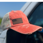 Women's Ponytail American Flag "Leather Patch" Hats