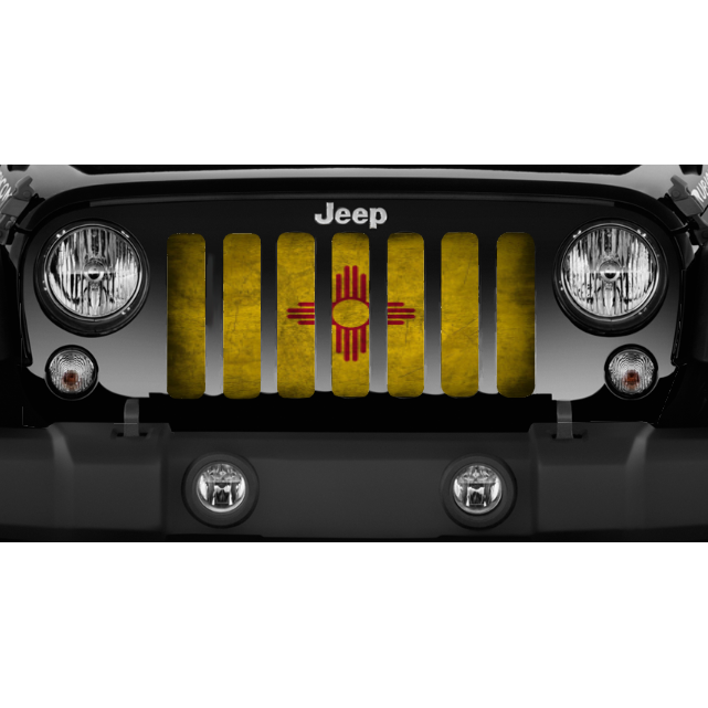 New Mexico Grunge State Flag Jeep Grille Insert