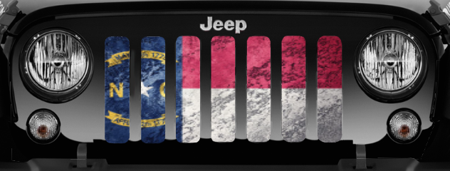 North Carolina Grunge State Flag Jeep Grille Insert