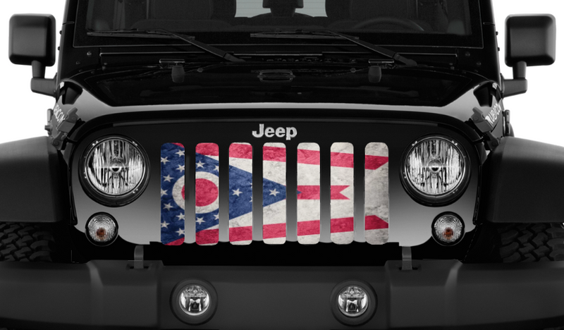 Ohio Grunge State Flag Jeep Grille Insert