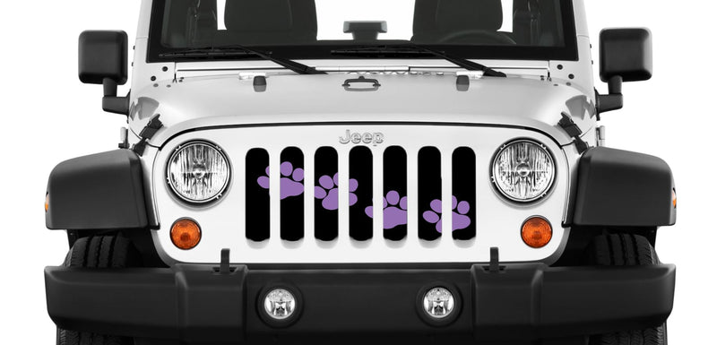 Puppy Paw Prints - Purple Diagonal - Jeep Grille Insert