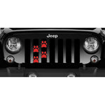 Platinum Puppy Paw Prints - Red - Jeep Grille Insert