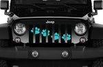 Puppy Paw Print - Teal Diagonal - Jeep Grille Insert