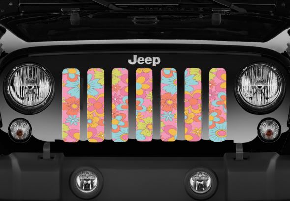 Retro Flowers Jeep Grille Insert