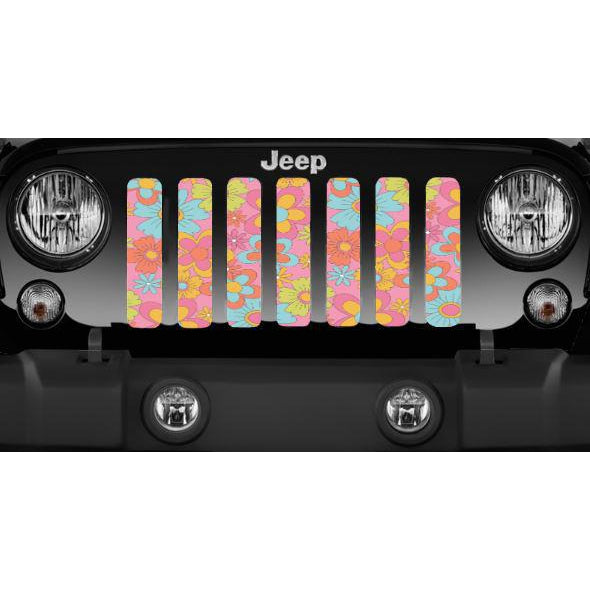 Retro Flowers Jeep Grille Insert