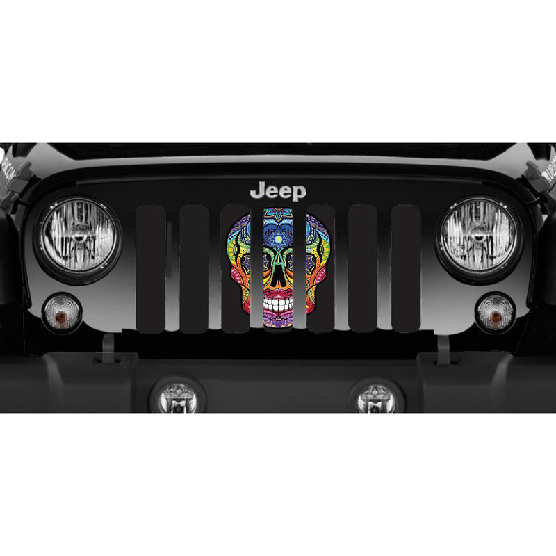 Sugar Skull- Rainbow Jeep Grille Insert