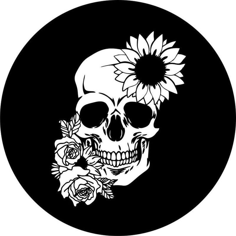 Sunflower And Rose Floral Skull