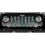 Platinum Teal Leopard Print Jeep Grille Insert