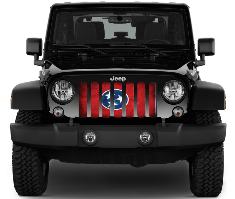 Tennessee Grunge State Flag Jeep Grille Insert