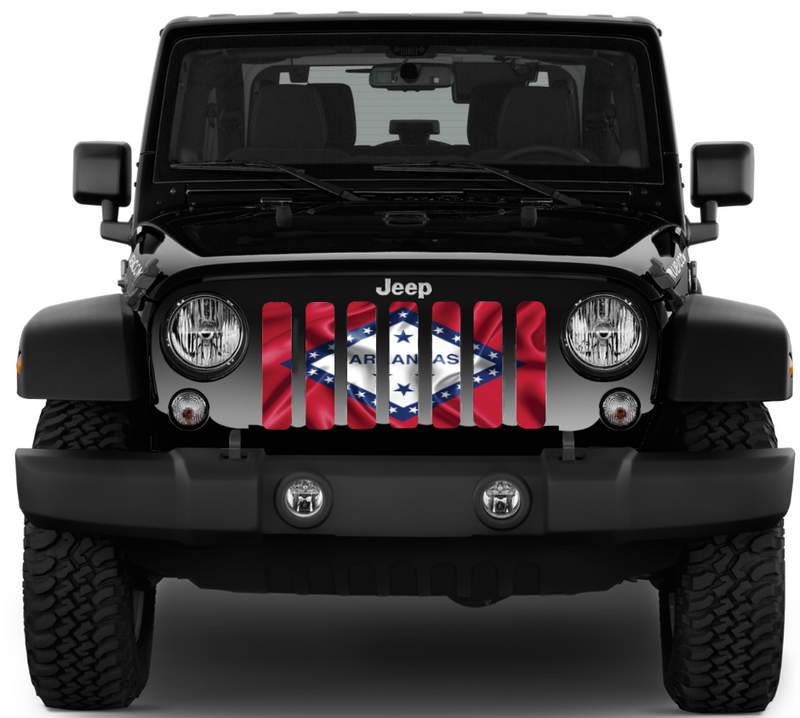 Waving Arkansas State Flag Jeep Grille Insert