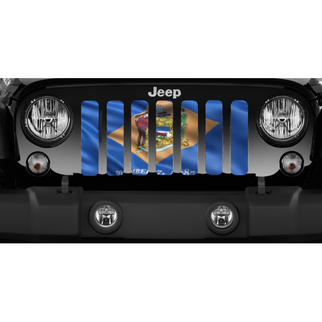 Waving Delaware State Flag Jeep Grille Insert