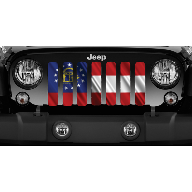 Waving Georgia State Flag Jeep Grille Insert