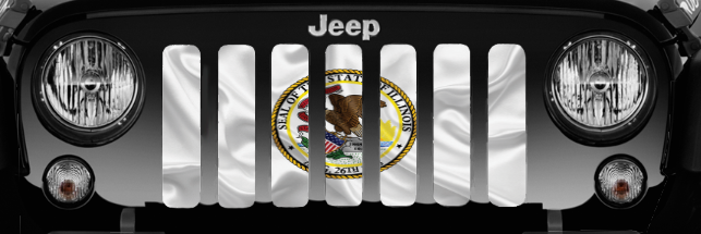 Waving Illinois State Flag Jeep Grille Insert