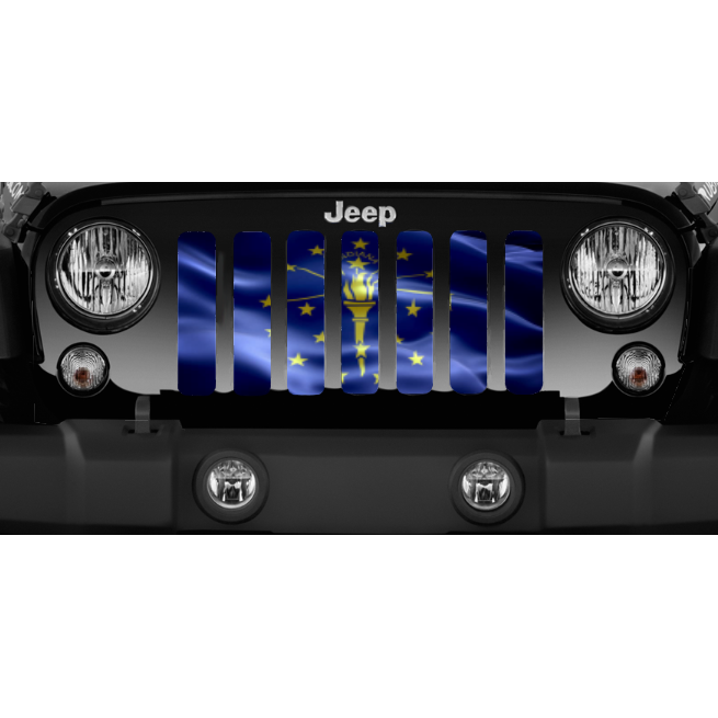 Waving Indiana State Flag Jeep Grille Insert