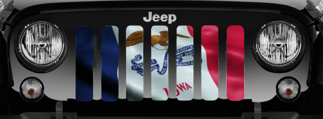 Waving Iowa State Flag Jeep Grille Insert