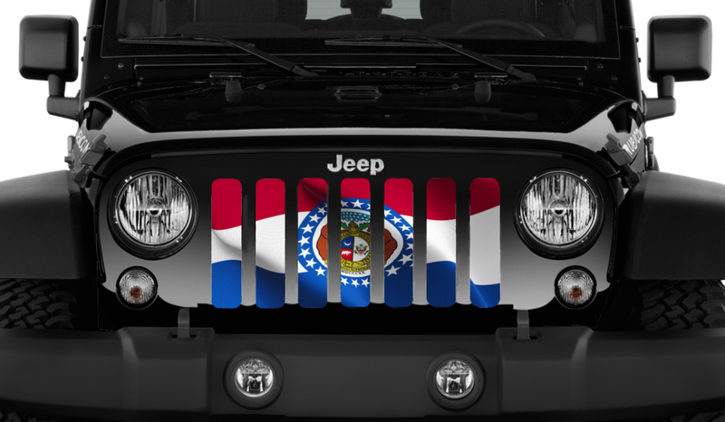 Waving Missouri State Flag Jeep Grille Insert