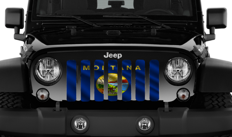 Waving Montana State Flag Jeep Grille Insert