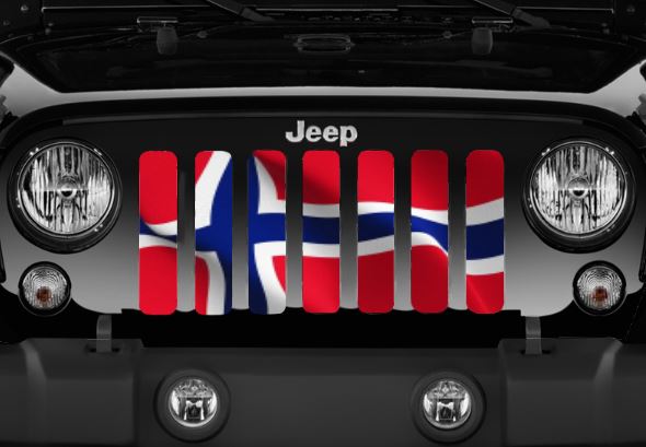 Waving Norway Flag Jeep Grille Insert
