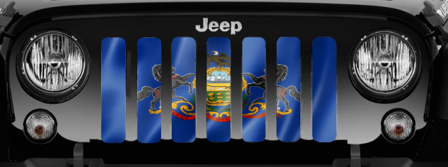 Waving Pennsylvania State Flag Jeep Grille Insert