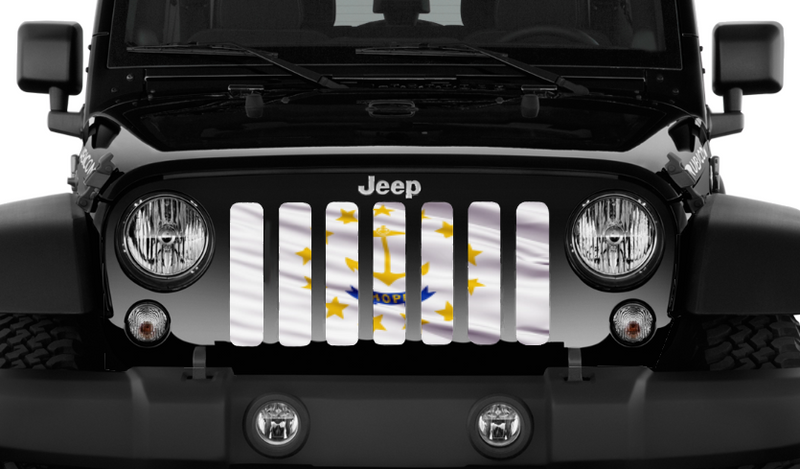 Waving Rhode Island State Flag Jeep Grille Insert