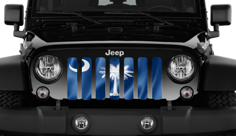 Waving South Carolina State Flag Jeep Grille Insert