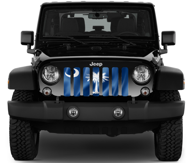 Waving South Carolina State Flag Jeep Grille Insert