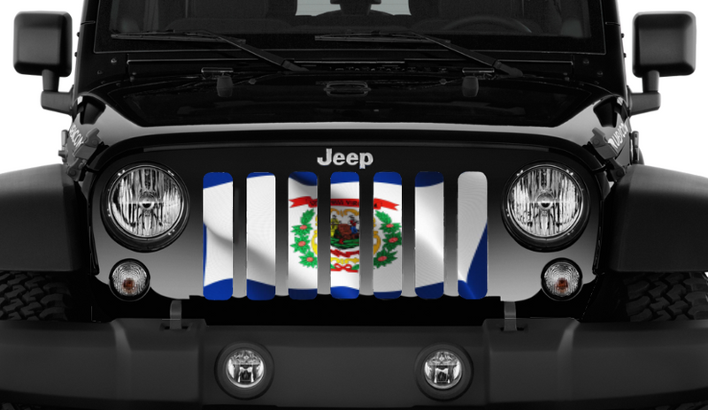 Waving West Virginia State Flag Jeep Grille Insert