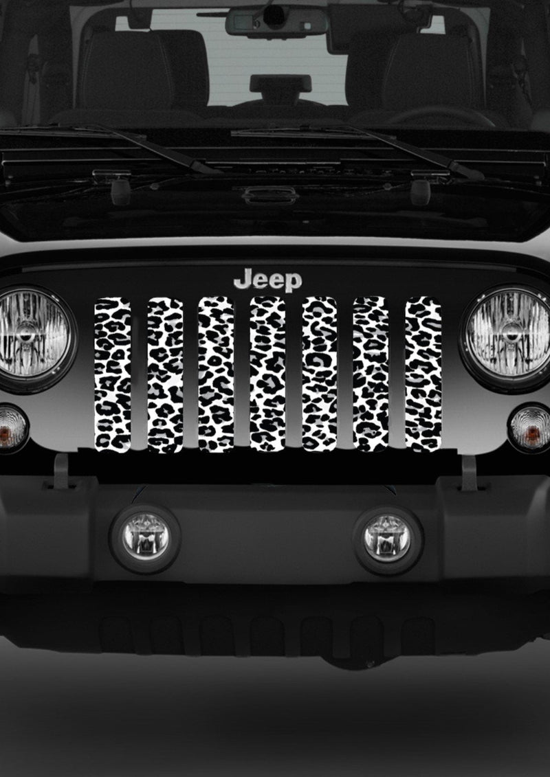 Platinum White Leopard Print Jeep Grille Insert