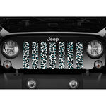 Platinum Teal White Leopard Print Jeep Grille Insert
