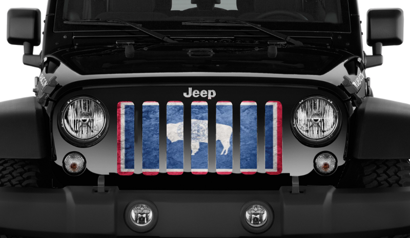 Wyoming Grunge State Flag Jeep Grille Insert
