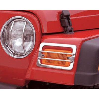 Rampage Stainless Steel Signal Light Covers, 4 Piece Kit ('97-'06 Wrangler TJ)